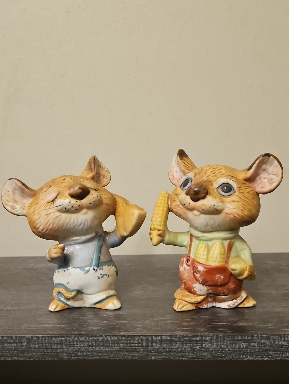 Vintage Homco Ceramic Harvest Mice Figurine Pair